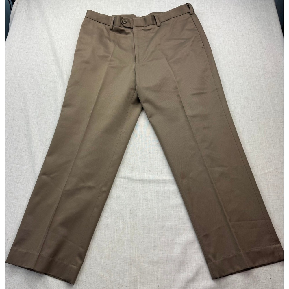 Perry Ellis Portfolio Mens Brown Dress Pants 36x29 Cotton Chinos Flat Front